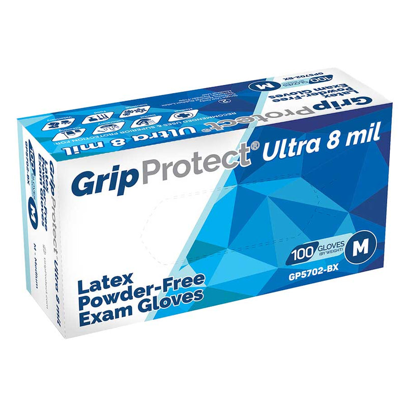 1000/Case BMC GripProtect® Ultra 8 Mil Latex Powder-Free Exam Gloves
