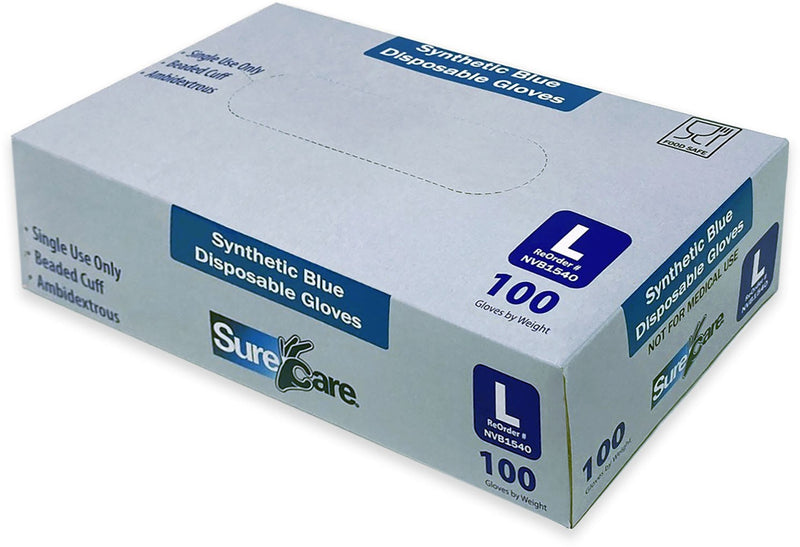 SureCare Powder Free Nitrile Blend Synthetic Blue Gloves, 1000/Case