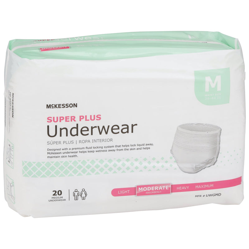 McKesson Super Plus Underwear, Adult Unisex, Medium, Disposable, Latex-Free