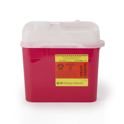 BD Sharps Container, 1-Piece, Horizontal Entry Lid, Red, 5.4 Qt
