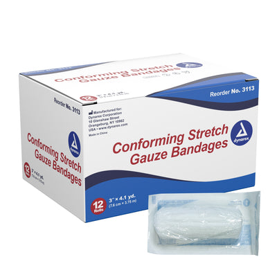 Dynarex® Sterile Conforming Bandage, 3 Inch x 4-1/10 Yard