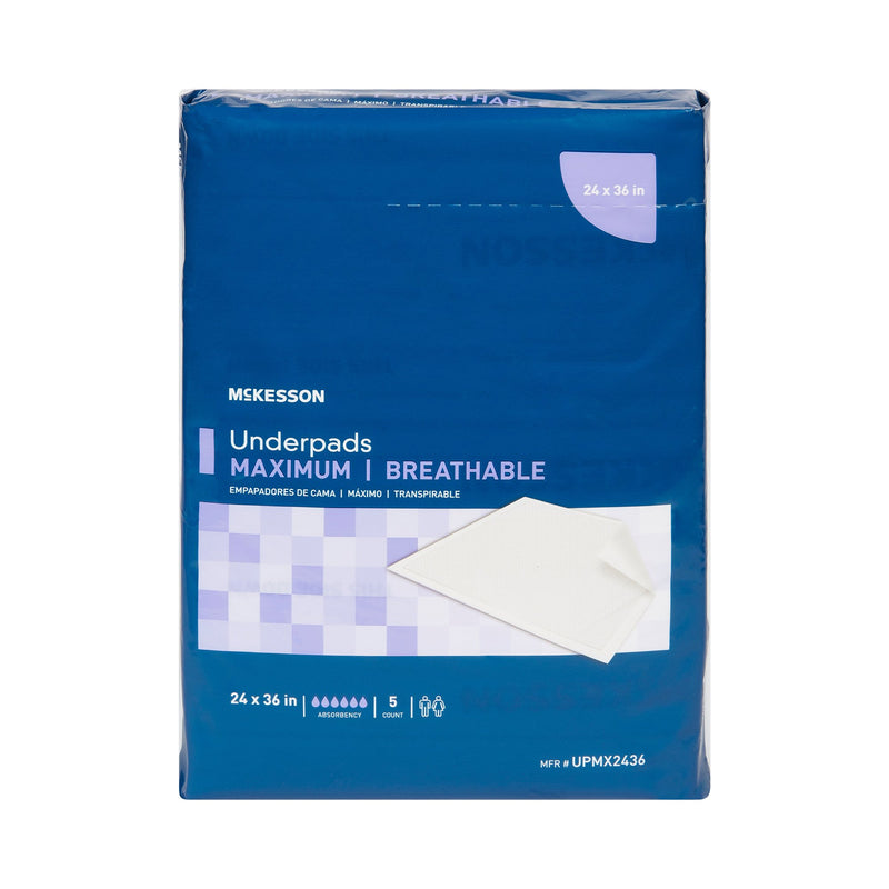 McKesson Ultimate Breathable Underpads, Maximum Protection, 24" x 36"