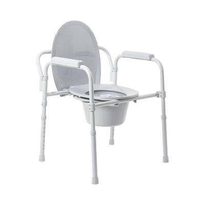 McKesson Folding Fixed Arm Steel Commode Chair, 15½ – 21¾ Inch