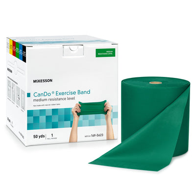 McKesson CanDo® Exercise Resistance Band, Green, 5 Inch x 50 Yard, Medium Resistance