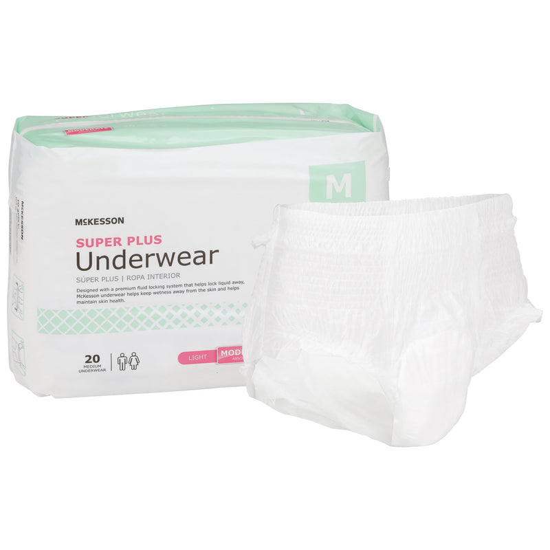 McKesson Super Plus Underwear, Adult Unisex, Medium, Disposable, Latex-Free