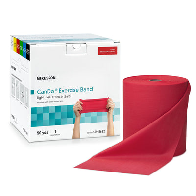 McKesson CanDo® Exercise Resistance Band, Red, 5 Inch x 50 Yard, Light Resistance