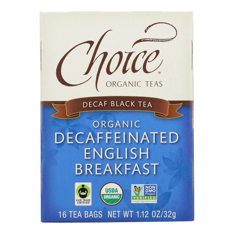 Choice Organic Black Tea - Decaffeinated English Breakfast - Case Of 6 - 16 Bags