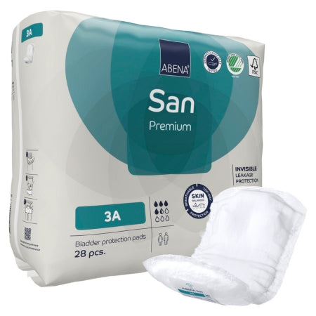 Abena® San 3A Bladder Control Pad, Premium 4.3 X 12.9 Inch Moderate Absorbency Fluff / Polymer Core 1218215