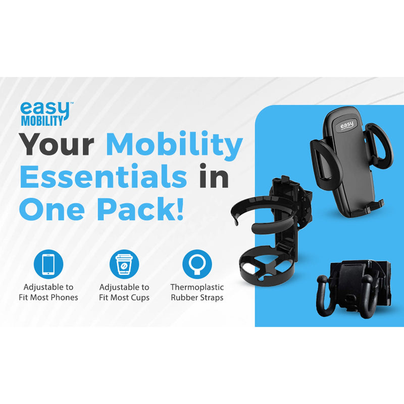 Easy To Use Products Mobility Aid Combo Pack, Cup Holder, Phone Grip, Bag Hooks 1228769