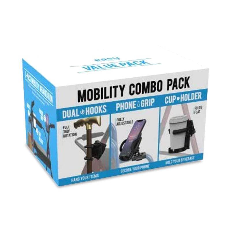 Easy To Use Products Mobility Aid Combo Pack, Cup Holder, Phone Grip, Bag Hooks 1228769