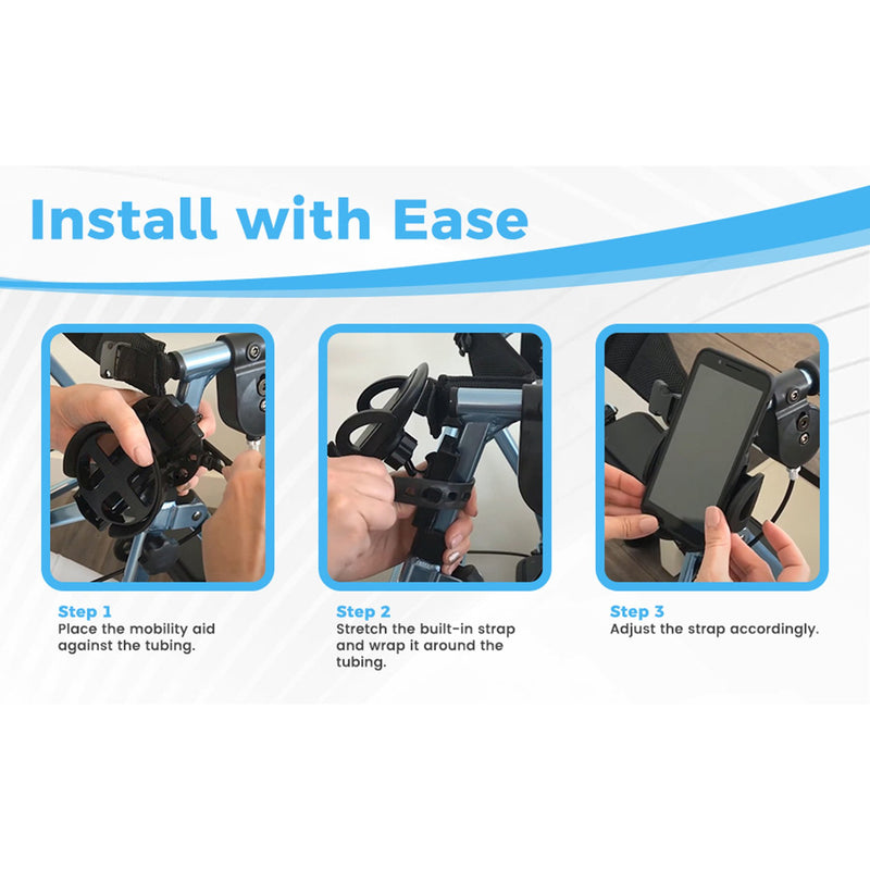 Easy To Use Products Mobility Aid Combo Pack, Cup Holder, Phone Grip, Bag Hooks 1228769