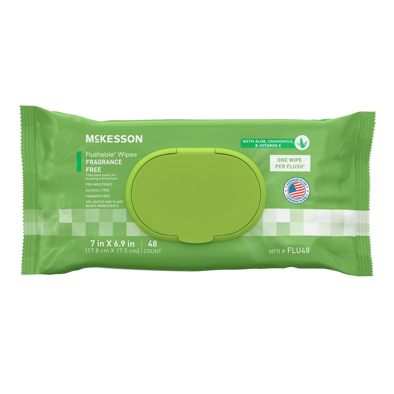 McKesson Unscented Flushable Personal Wipe, Unscented, Soft Pack, 48 Count 1241749