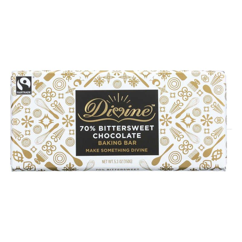 Divine Baking Bar - 70 Percent Bittersweet Chocolate - 5.3 Oz Bar - Case Of 12