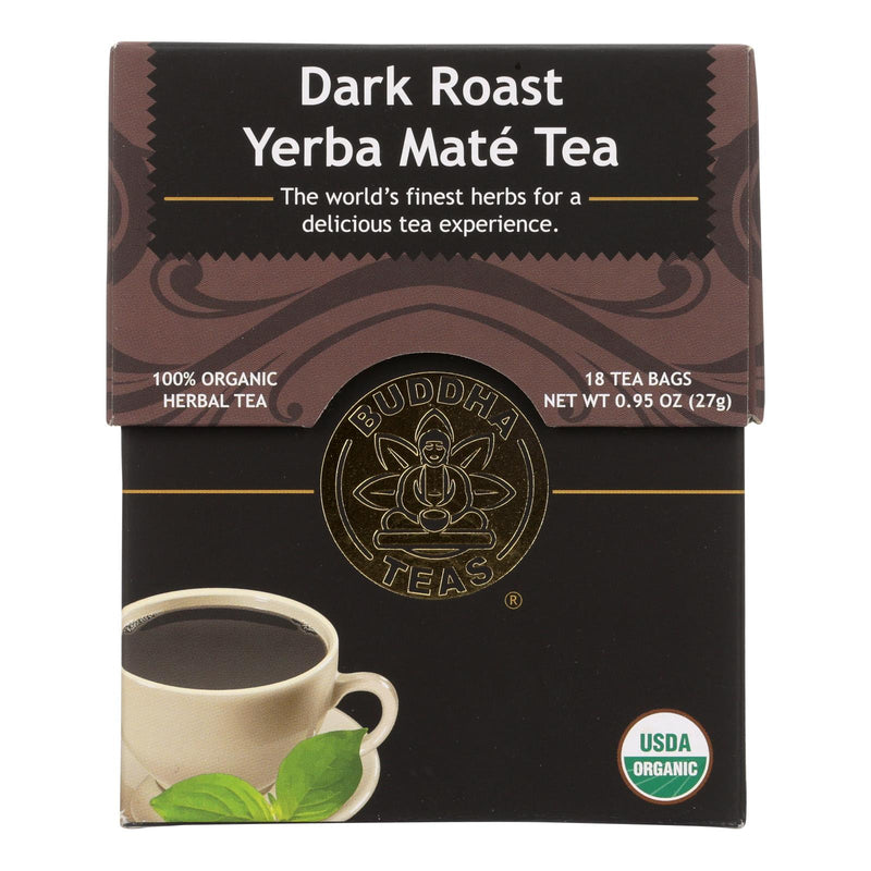 Buddha Teas - Organic Tea - Dark Roast Yerba Mate - Case Of 6 - 18 Bags