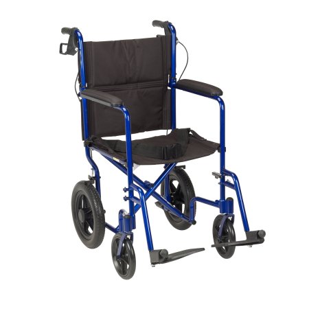 drive™ Expedition Lightweight Transport Wheelchair, Black with Blue Finish 866900