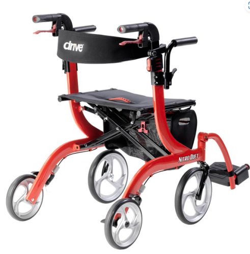 Nitro Duet Rollator And Transport Wheelchair  Red