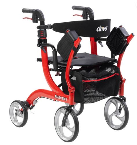 Nitro Duet Rollator And Transport Wheelchair  Red