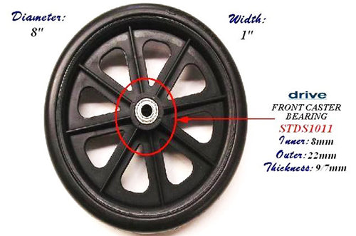 Front Caster 8  Polywog 1/ea