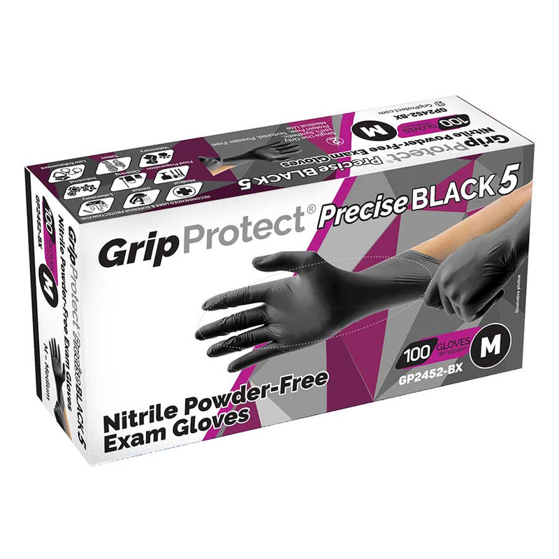 1000/Case BMC GripProtect® Precise BLACK 5 Nitrile Powder-Free Exam Gloves