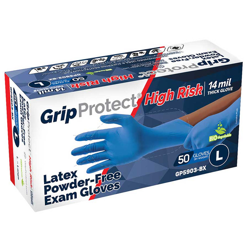 1000/Case BMC GripProtect® High Risk 14 mil Latex Powder-Free Exam Gloves