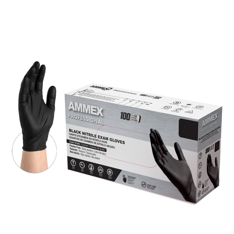 Black Medical Nitrile Exam Latex Free Disposable Gloves