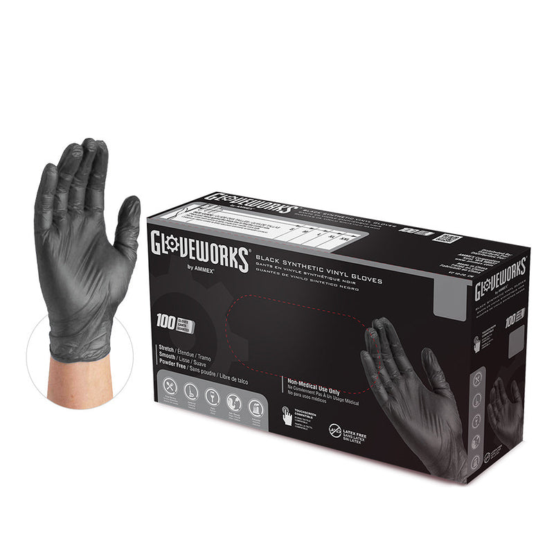  Black Synthetic Vinyl Disposable Gloves