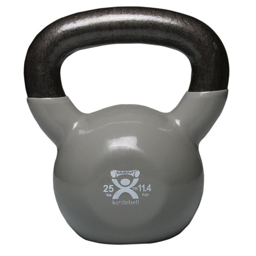 Kettlebell Vinyl Coated Weight Silver  25lb  11  Diameter