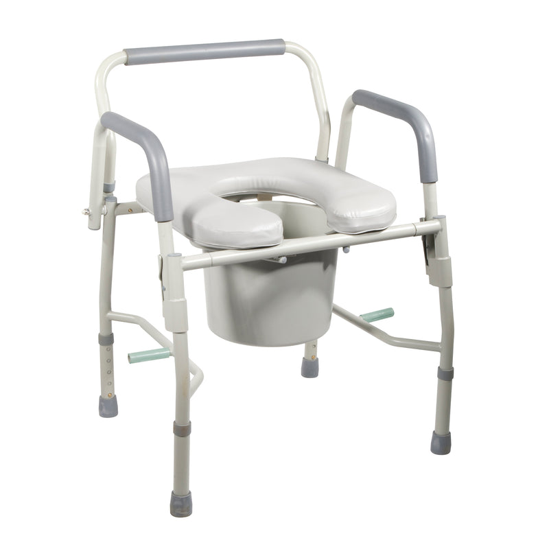 Commode Drop-Arm KD w/Padded Open-Front Seat  Tool-Free