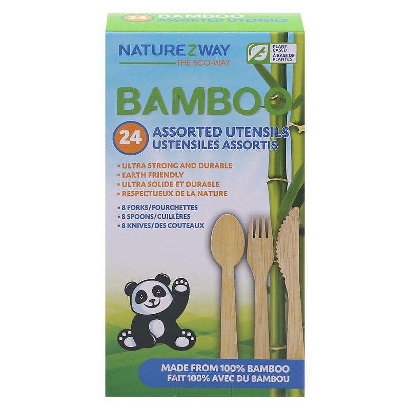 Naturezway - Dispbl Cutlry Bamboo Asst - Case Of 24-24 Ct