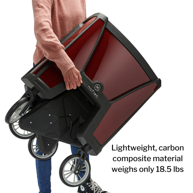 Motivo Tour Rolling Walker with Seat, Backrest, Storage - Upright Rollator, 300 lbs Limit