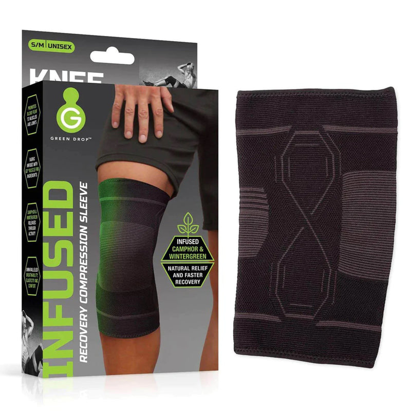 Green Drop Unisex Knee Compression Sleeve Infused Injury Support 1215706