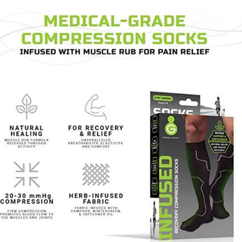 Green Drop Unisex Compression Socks Medical-Grade Infused Support 1215710