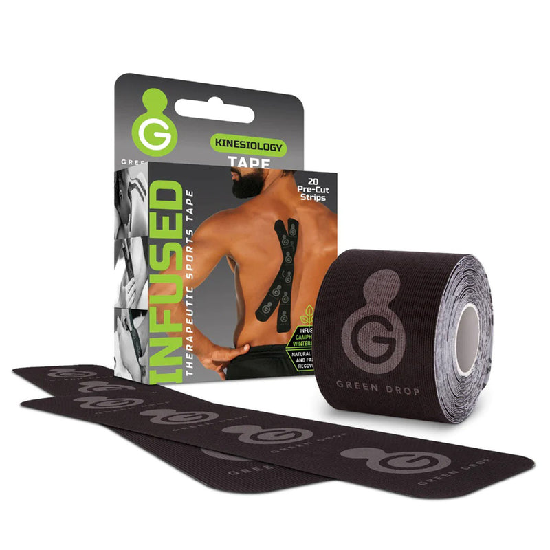 Kinesiology Tape Green Drop Pre-Cut Synthetic Fabric 2 X 10 Inch Black NonSterile 1215709