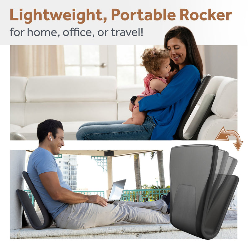 Ready Rocker Portable Rocking Chair, Back Support for Moms, Dads, Carbon Black, No Assembly Required 1220291