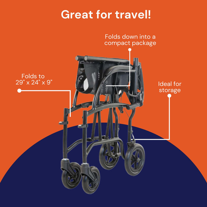 Feather™ Mobility Aluminum Transport Chair with Brakes 1224571