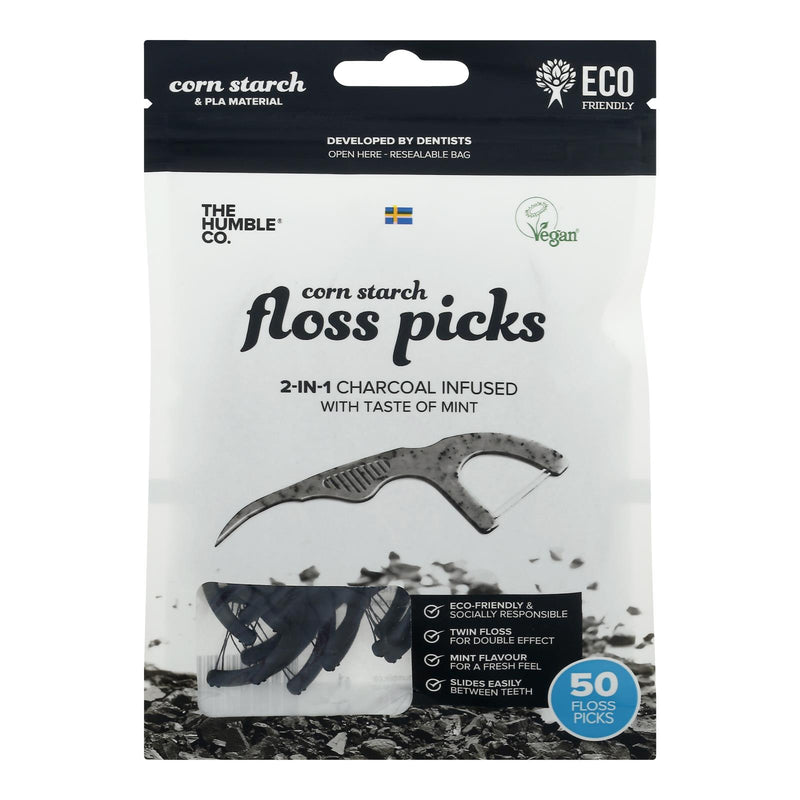 Humble Co - Floss Picks Charcoal Mint - Case Of 4-50 Count