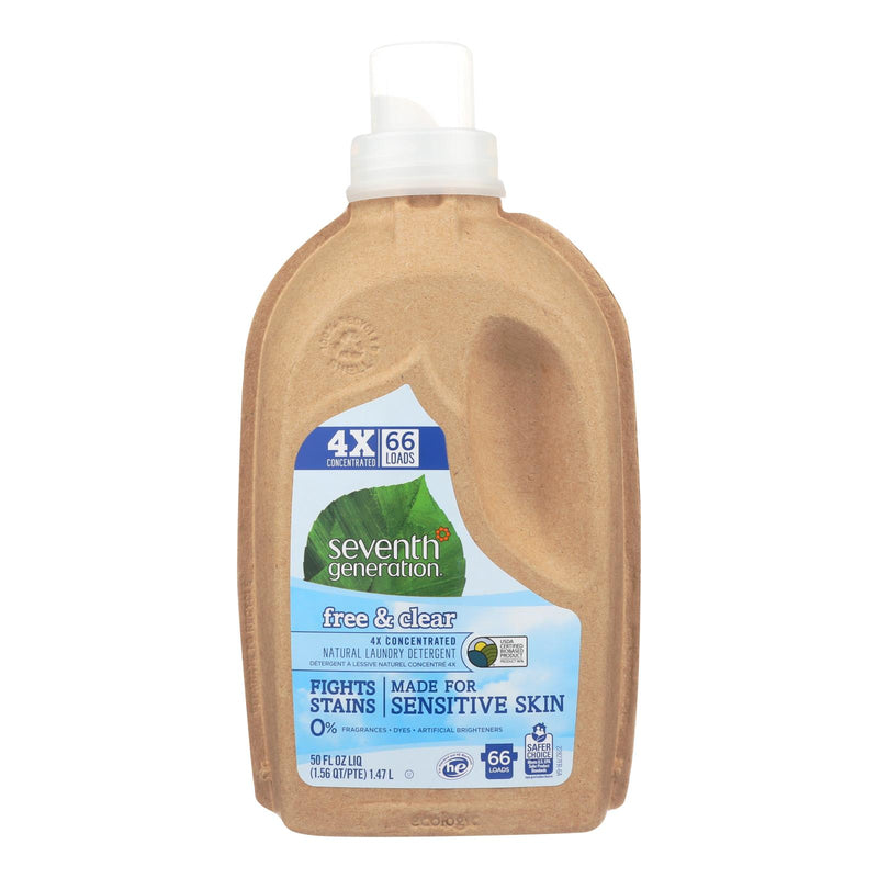 Seventh Generation Natural 4x Concentrated Laundry Detergent - Free And Clear - Case Of 6 - 50 Fl Oz.