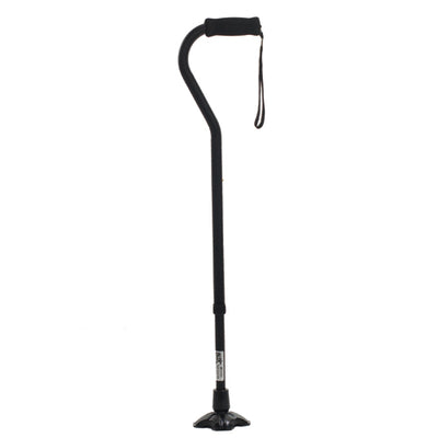 Self Standing Alum Cane w/Offset Handle  Black