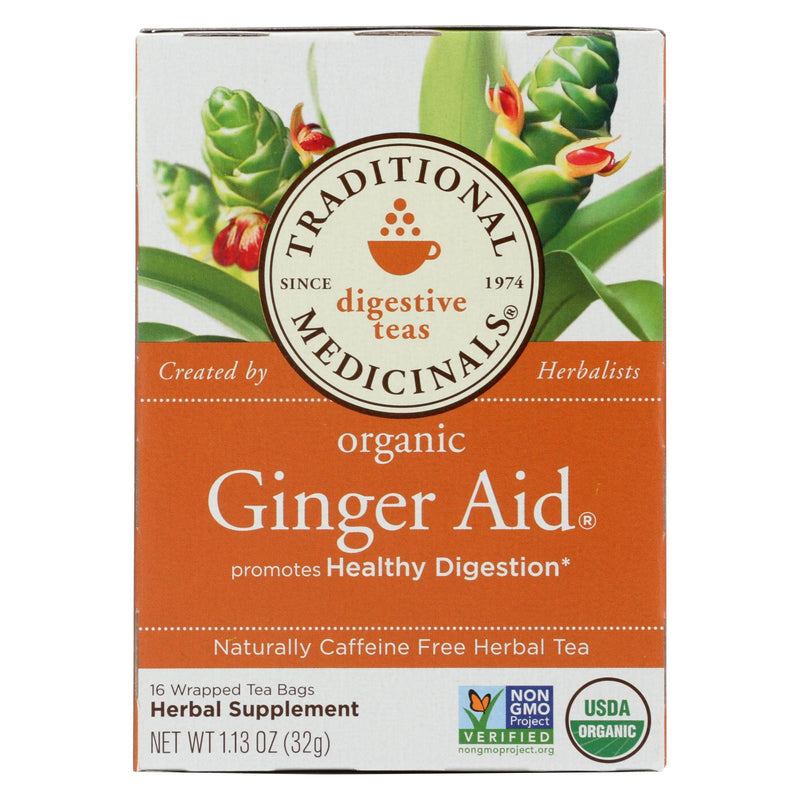 Traditional Medicinals Organic Ginger Aid Herbal Tea - 16 Tea Bags - Case Of 6