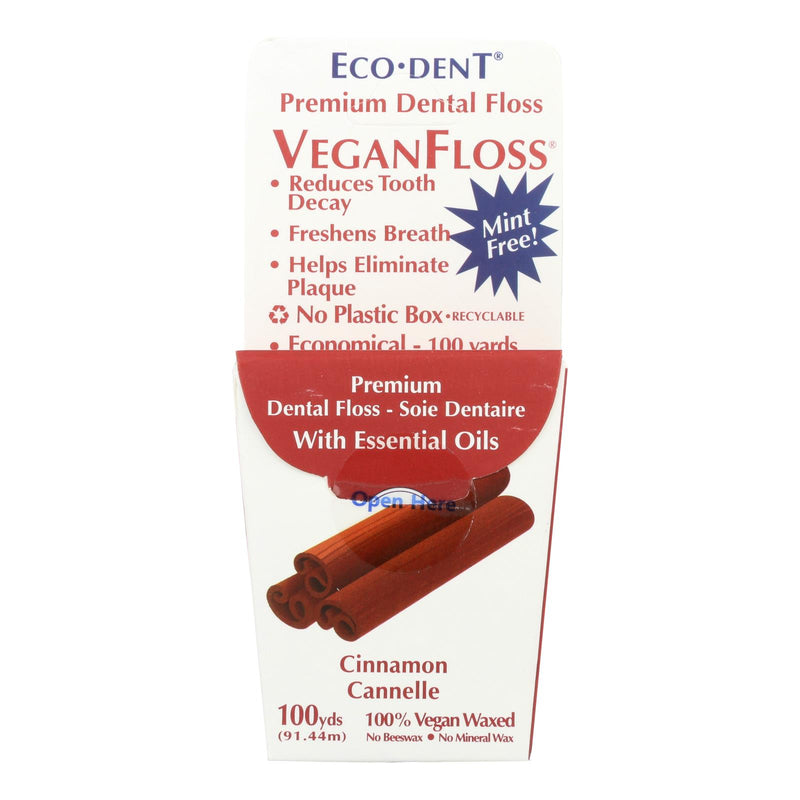 Eco-dent Veganfloss Premium Dental Floss Cinnamon - 100 Yards - Case Of 6