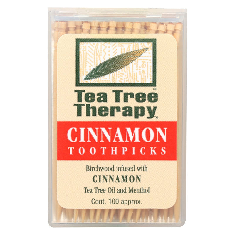 Tea Tree Therapy Toothpicks Cinnamon - 100 Toothpicks - Case Of 12