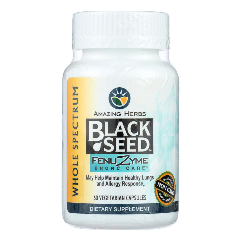 Amazing Herbs - Black Seed Fenuzyme Bronc Care - 60 Capsules