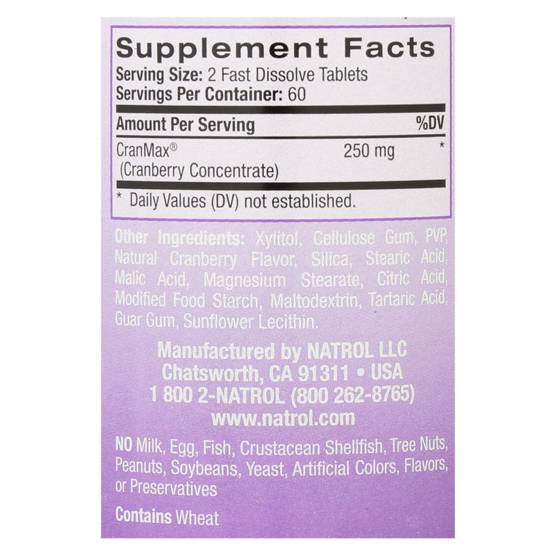 Natrol Cranberry Fast Dissolve - 250 Mg - 120 Tablets