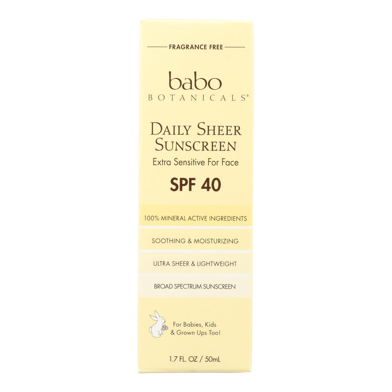 Babo Botanicals - Sunscreen - Daily Sheer - Spf 40 - 1.7 Oz