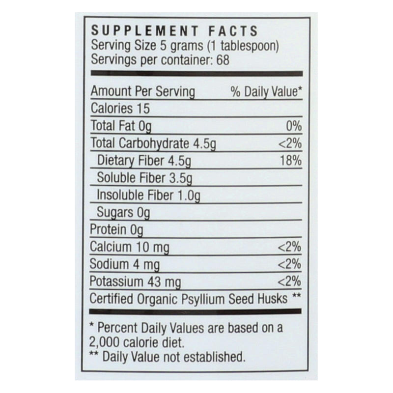 Yerba Prima Organic Psyllium - Whole Husks Supplement - 12 Oz.
