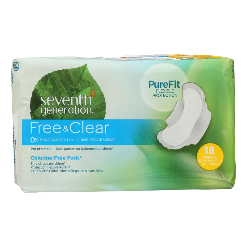 Seventh Generation - Free And Clear Pads - Regular - Case Of 6 - 18 Count