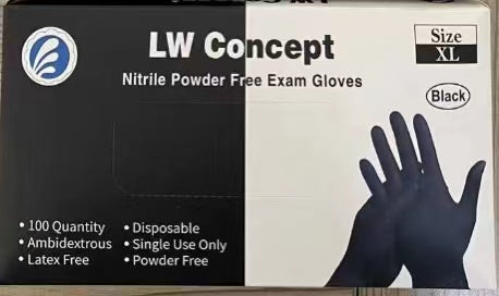 Living Water Concept Black Nitrile Industrial Latex Free Powder Free Disposable Exam Gloves, 1000/Case