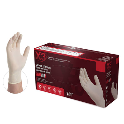 AMMEX LX3 Ivory Latex Industrial Powder Free Disposable Gloves