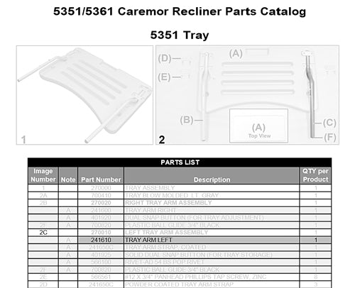 Tray Arm Left for WInco Geriatric Chair