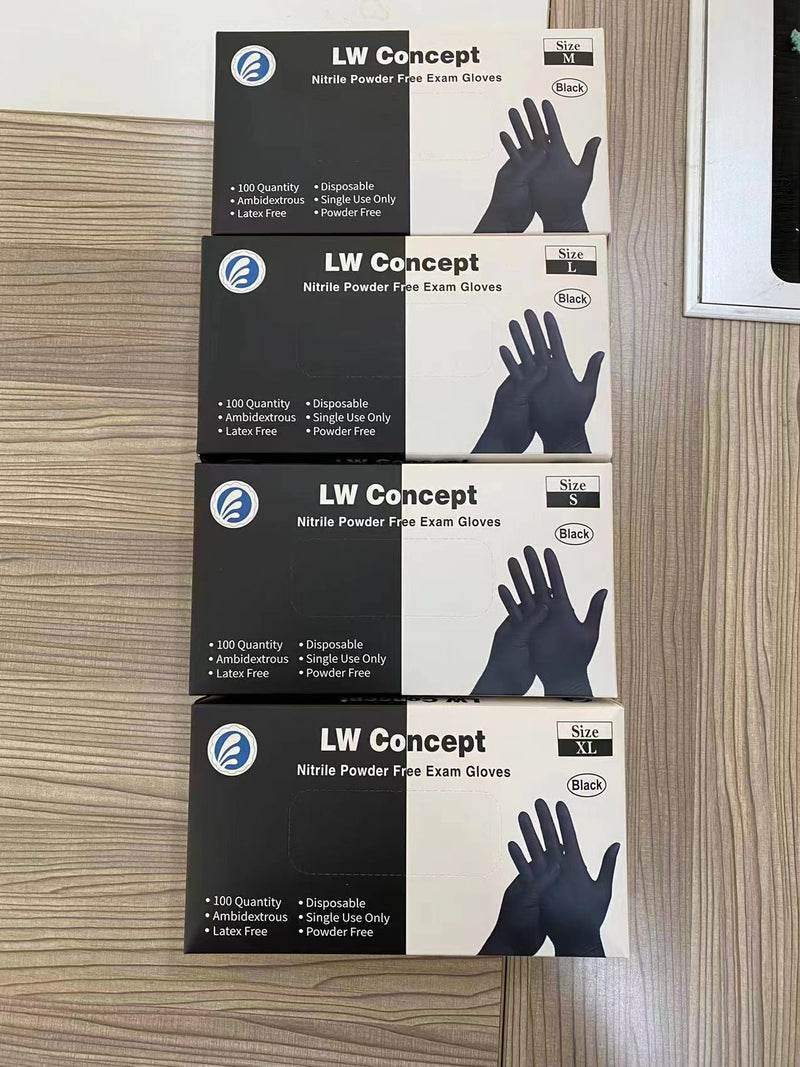 Living Water Concept Black Nitrile Industrial Latex Free Powder Free Disposable Exam Gloves, 1000/Case